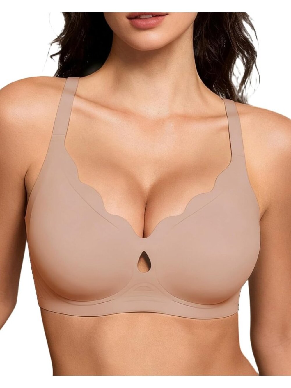 Women's Cream Coffee No Underwire Wave Wireless Jelly Bras Seamless Bralettes